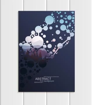 Vector brochure A5 or A4 format abstract circles and mountain landscape design Stock Illustration