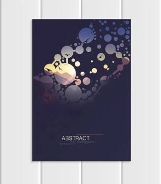 Vector brochure A5 or A4 format abstract circles and mountain landscape design Stock Illustration