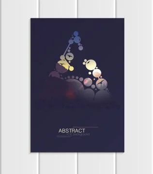 Vector brochure A5 or A4 format abstract circles and mountain landscape design Stock Illustration