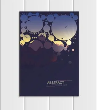 Vector brochure A5 or A4 format abstract circles and mountain landscape design Stock Illustration