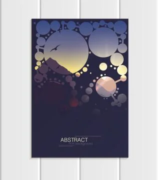 Vector brochure A5 or A4 format abstract circles and mountain landscape design Stock Illustration