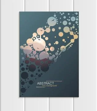 Vector brochure A5 or A4 format abstract circles and mountain landscape design Stock Illustration