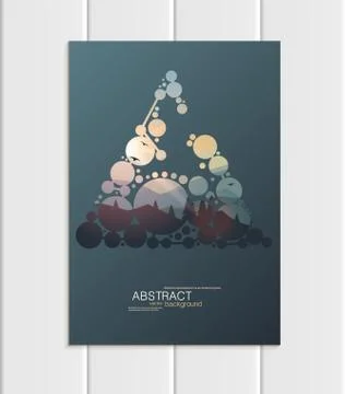 Vector brochure A5 or A4 format abstract circles and mountain landscape design Stock Illustration