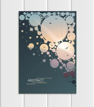 Vector brochure A5 or A4 format abstract circles and mountain landscape design Stock Illustration