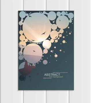 Vector brochure A5 or A4 format abstract circles and mountain landscape design Stock Illustration