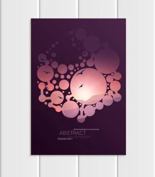 Vector brochure A5 or A4 format abstract circles and mountain landscape design Stock Illustration