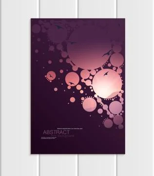 Vector brochure A5 or A4 format abstract circles and mountain landscape design Stock Illustration