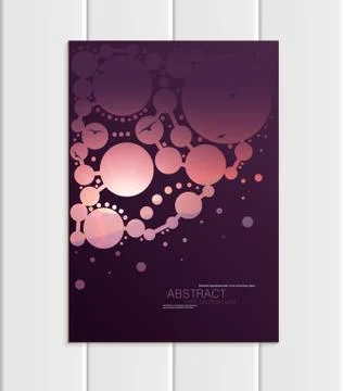 Vector brochure A5 or A4 format abstract circles and mountain landscape design Stock Illustration