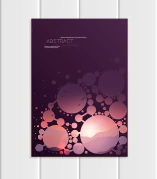 Vector brochure A5 or A4 format abstract circles and mountain landscape design Stock Illustration