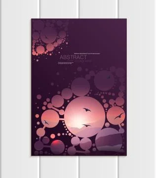 Vector brochure A5 or A4 format abstract circles and mountain landscape design Stock Illustration