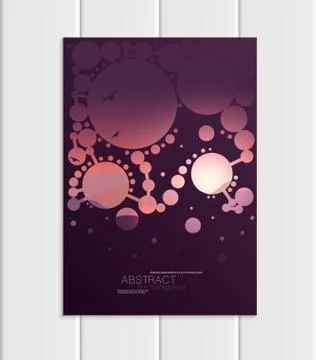 Vector brochure A5 or A4 format abstract circles and mountain landscape design Stock Illustration