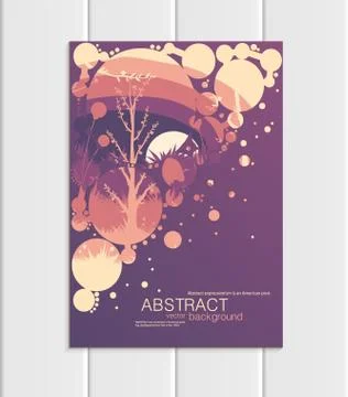 Vector brochure A5 or A4 format abstract circles trees forest landscape design Stock Illustration