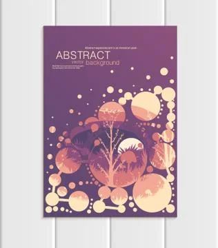 Vector brochure A5 or A4 format abstract circles trees forest landscape design Stock Illustration