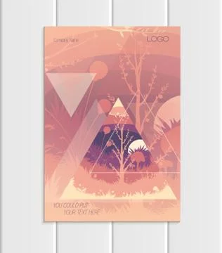 Vector brochure A5 or A4 format abstract triangles trees forest landscape design Stock Illustration