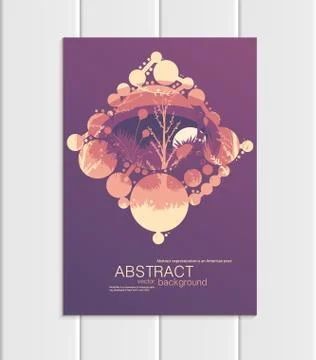 Vector brochure A5 or A4 format abstract circles trees forest landscape design Stock Illustration