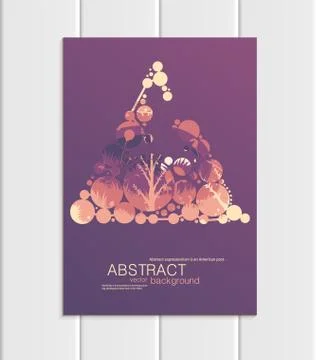 Vector brochure A5 or A4 format abstract circles trees forest landscape design Stock Illustration