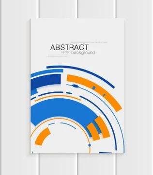 Vector brochure in abstract style with blue shapes on white background Stock Illustration