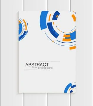 Vector brochure in abstract style with blue shapes on white background Stock Illustration