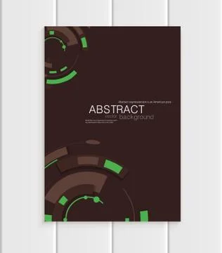 Vector brochure in abstract style with green shapes on brown background Ilustração Stock