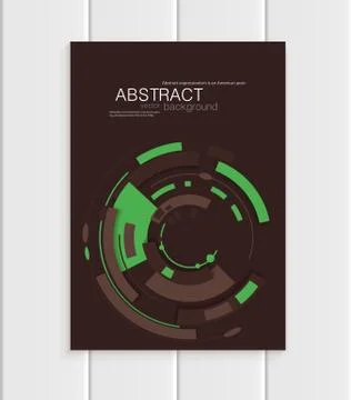 Vector brochure in abstract style with green shapes on brown background Ilustração Stock