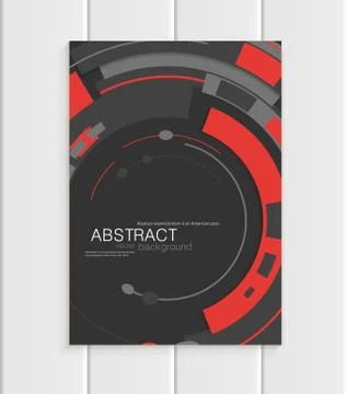 Vector brochure in abstract style with red shapes on dark background 스톡 일러스트