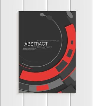 Vector brochure in abstract style with red shapes on dark background Ilustração Stock