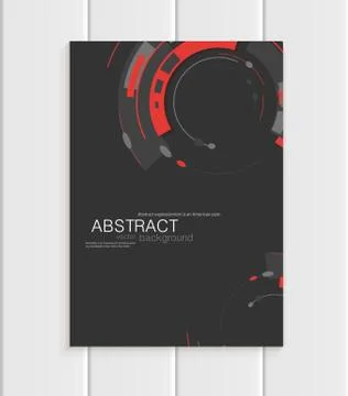 Vector brochure in abstract style with red shapes on dark background Stockillustratie