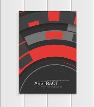 Vector brochure in abstract style with red shapes on dark background 스톡 일러스트