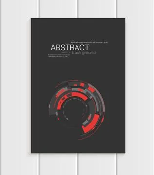 Vector brochure in abstract style with red shapes on dark background Ilustração Stock