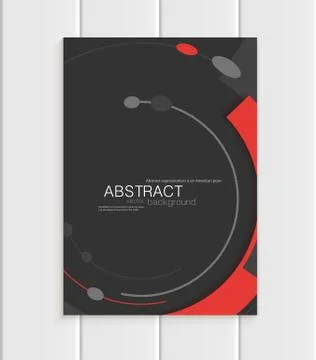 Vector brochure in abstract style with red shapes on dark background Ilustração Stock