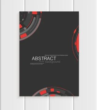 Vector brochure in abstract style with red shapes on dark background Ilustração Stock