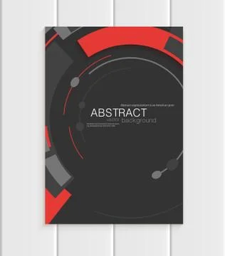 Vector brochure in abstract style with red shapes on dark background Stock Illustration