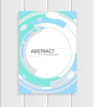 Vector brochure in abstract style with turquoise shapes on white background Stock Illustration