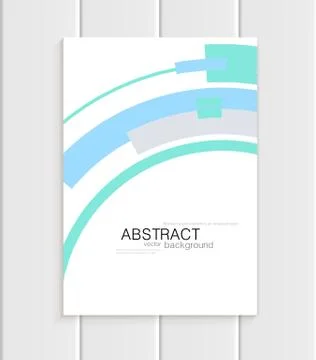 Vector brochure in abstract style with turquoise shapes on white background Stock Illustration