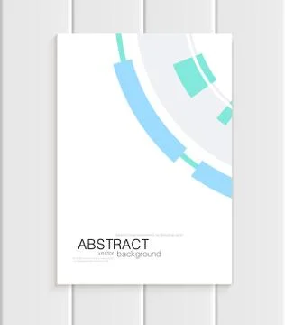 Vector brochure in abstract style with turquoise shapes on white background Ilustração Stock