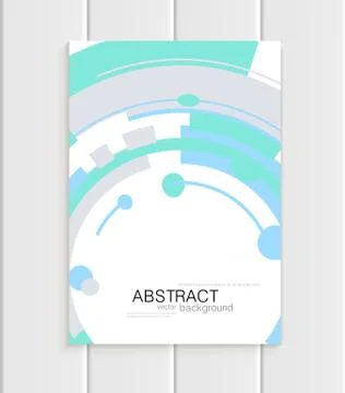 Vector brochure in abstract style with turquoise shapes on white background Ilustração Stock