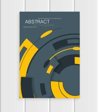 Vector brochure in abstract style with yellow shapes on gray background Ilustração Stock