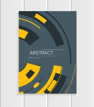 Vector brochure in abstract style with yellow shapes on gray background Ilustração Stock