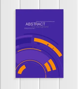 Vector brochure in abstract style with yellow shapes on purple background Stock Illustration