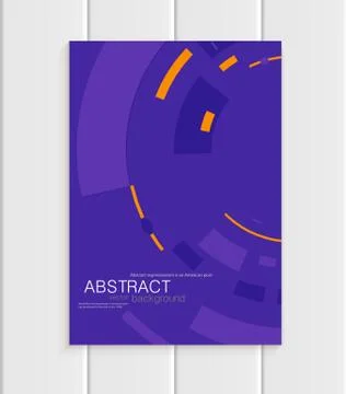 Vector brochure in abstract style with yellow shapes on purple background Ilustração Stock