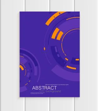 Vector brochure in abstract style with yellow shapes on purple background Ilustração Stock