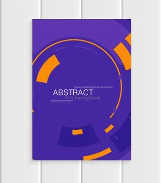 Vector brochure in abstract style with yellow shapes on purple background Stock Illustration