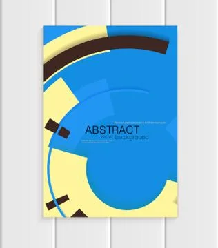 Vector brochure in abstract style with yellow shapes on blue background Ilustração Stock