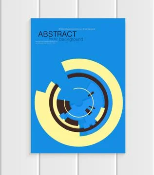 Vector brochure in abstract style with yellow shapes on blue background Ilustração Stock