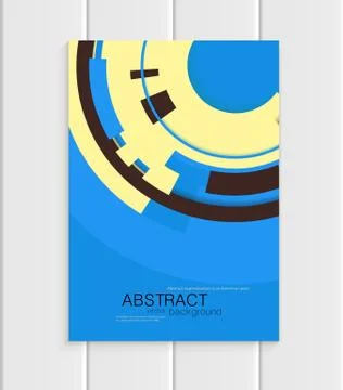 Vector brochure in abstract style with yellow shapes on blue background Ilustração Stock