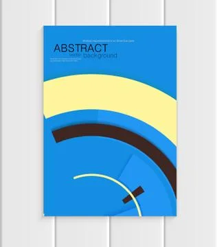 Vector brochure in abstract style with yellow shapes on blue background Stock Illustration