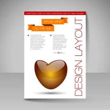 Vector Brochure Design Template with Valentine's heart. Illustrazione stock