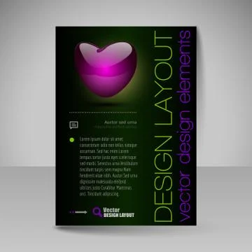 Vector Brochure Design Template with Valentine's heart. Illustrazione stock