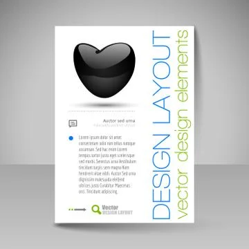 Vector Brochure Design Template with Valentine's heart. Illustrazione stock