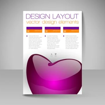 Vector Brochure Design Template with Valentine's heart. 스톡 일러스트